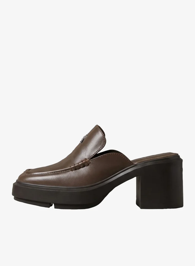 Calvin Klein Leather Platform Block-Heel Mules