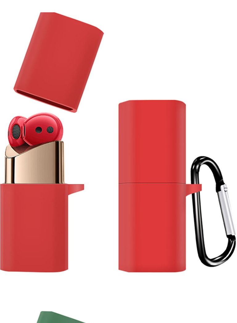 Muyixin حافظة أحمر شفاه مناسبة لسماعات Huawei FreeBuds، غطاء حماية للسماعات من السيليكون، حقيبة تخزين وشحن مع خطاف - Image 2