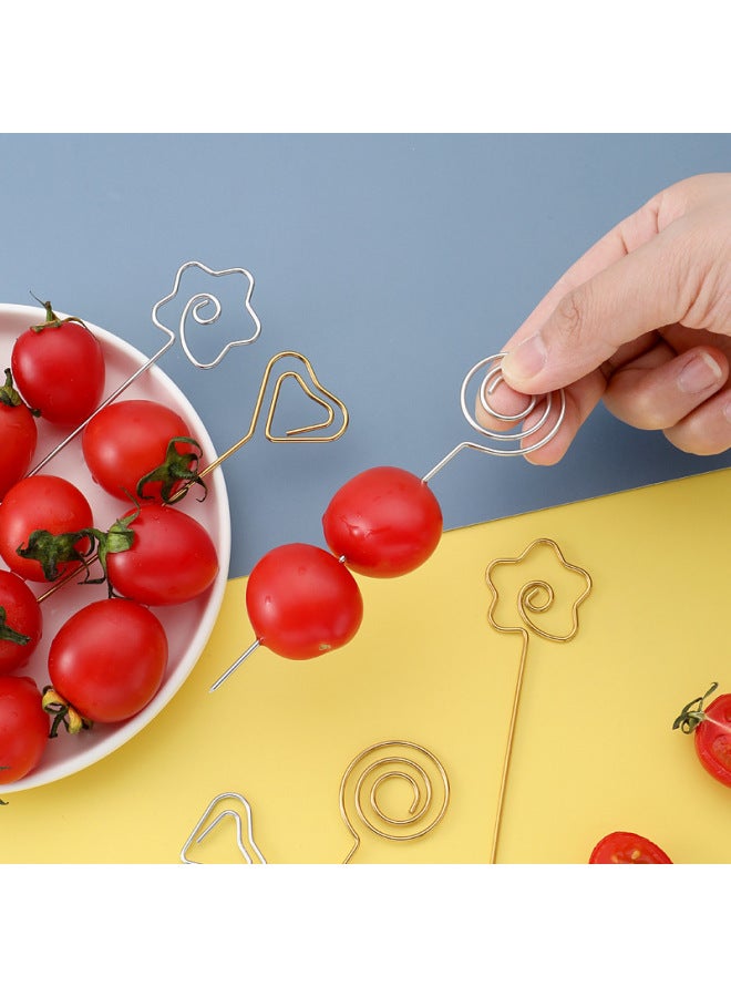 Creative 304 Stainless Steel Fruit Stick Japanese Style Cocktail Decorative Sign Name Card Holder Household Simple Fruit Fork-Color:Heart-shaped Fruit Sign (natural Color)  - Image 5