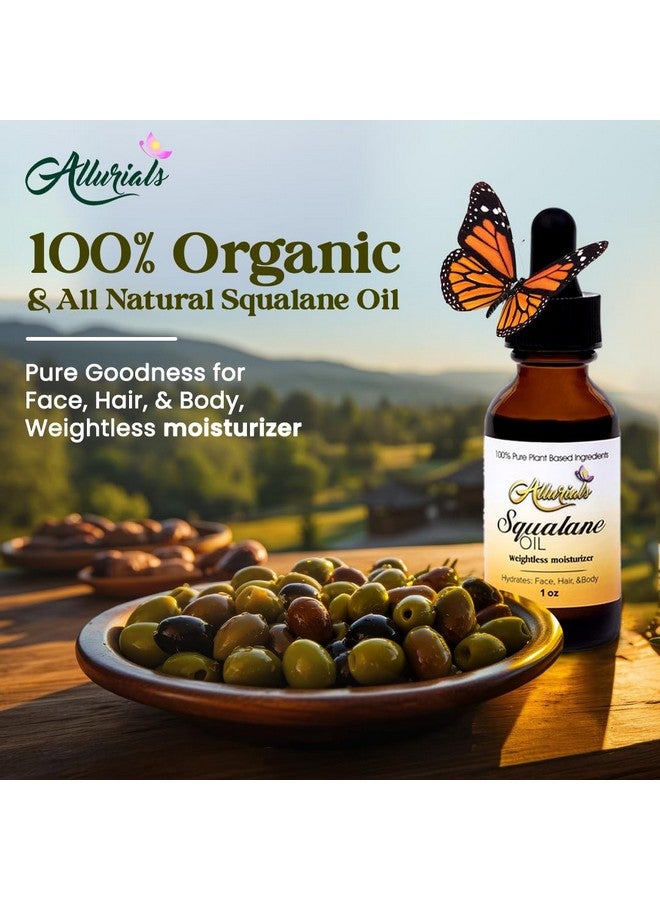 Allurials 100% Organic & All Natural Plantbased Squalane Oil For Face Hair & Body Cold Pressed And Unrefined Premium Grade Multipurpose Facial Oil For Moisturize Smooth And Soften Skin 1 Oz - Image 2