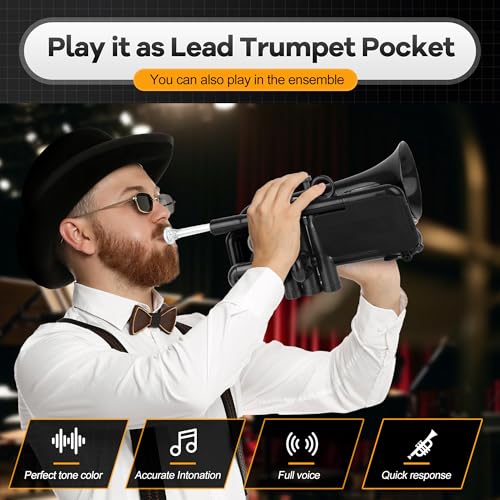 PAMPET DOLPHIN Pocket Trumpet Plastic Bb Trumpet Standard Trumpets for Student Beginner Bb Trumpets Instrument (Black) - Image 4