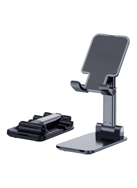 Folding Desktop Phone Stand, Fully Adjustable Foldable Desktop Phone Holder -  Height Adjustable Phone Holder, Aluminum Foldable iPhone Stand for Desk | Compatible with iPhone, iPad & Android - Black