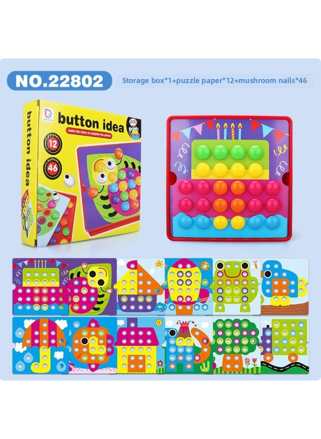 Diy Puzzle Toys For 1-3 Years Old Large Particle Mushroom Pins Intellectual Development Cubic Puzzle Assembly Educational Toys-Color:22802 - Image 1