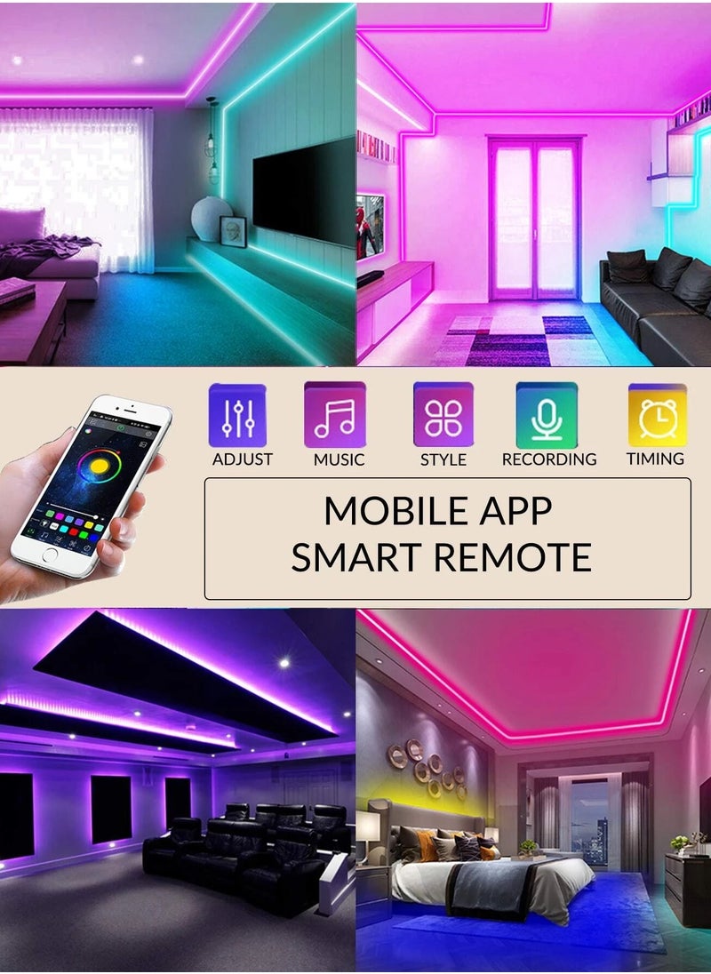BGM - أضواء شريط LED بطول 5 أمتار، أضواء LED متغيرة الألوان بتقنية البلوتوث مع تحكم مجزأ في التطبيق، اختيار ألوان شريط LED الذكي، أضواء LED لمزامنة الموسيقى لغرفة النوم وغرفة المعيشة وحفلات المطبخ - Image 1