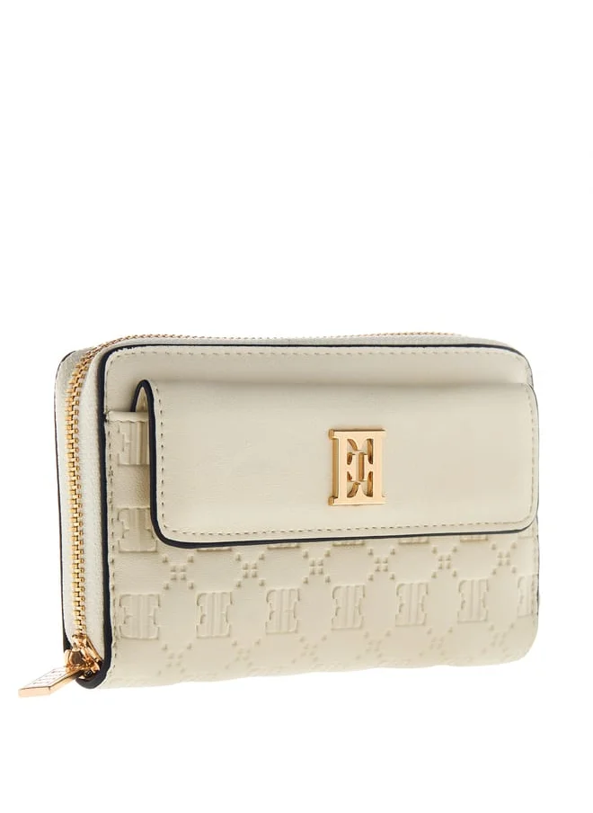 ايل Womens Monogram Embossed Zip Around Wallet