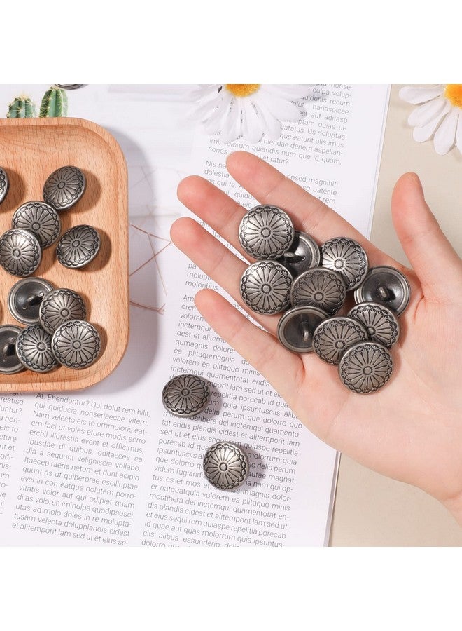 NUOMI NUOMI 50 Pcs Antique Metal Shank Buttons, Vintage Shank Buttons for Crafts Projects, Coat, Jackets, Flower Pattern Engraved Metal Sewing Buttons 23mm - Image 5