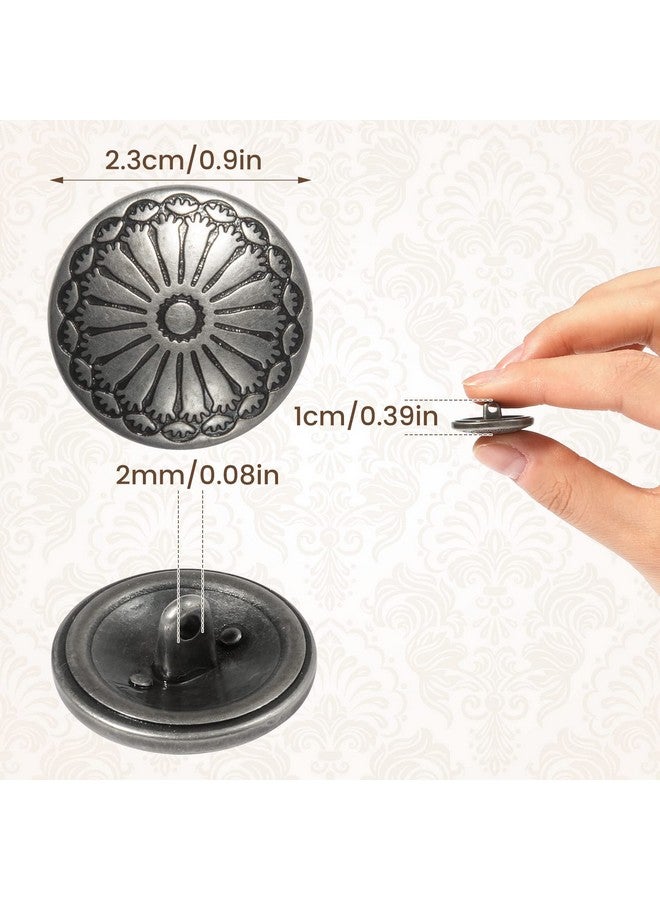 NUOMI NUOMI 50 Pcs Antique Metal Shank Buttons, Vintage Shank Buttons for Crafts Projects, Coat, Jackets, Flower Pattern Engraved Metal Sewing Buttons 23mm - Image 4