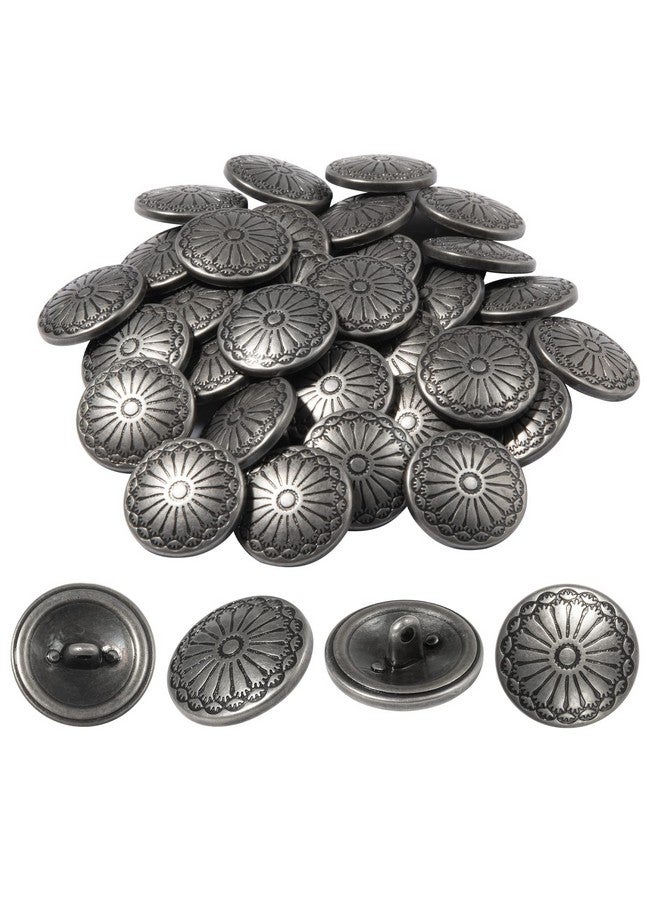 NUOMI NUOMI 50 Pcs Antique Metal Shank Buttons, Vintage Shank Buttons for Crafts Projects, Coat, Jackets, Flower Pattern Engraved Metal Sewing Buttons 23mm - Image 1