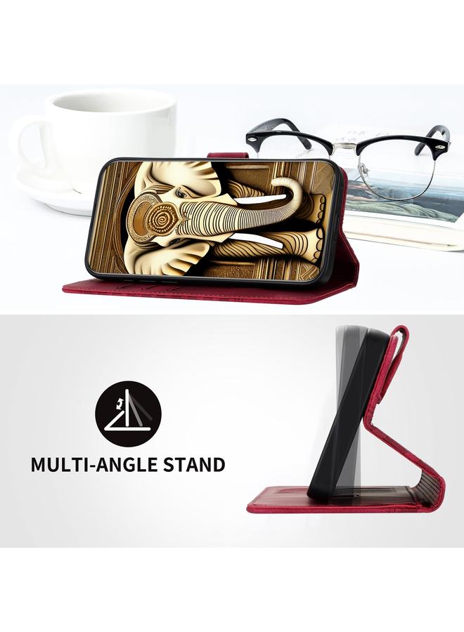 S-TOP Case For Samsung Galaxy S24+ 5G YX0060 Elephant Head Embossed Phone Leather Case with Lanyard - Image 4