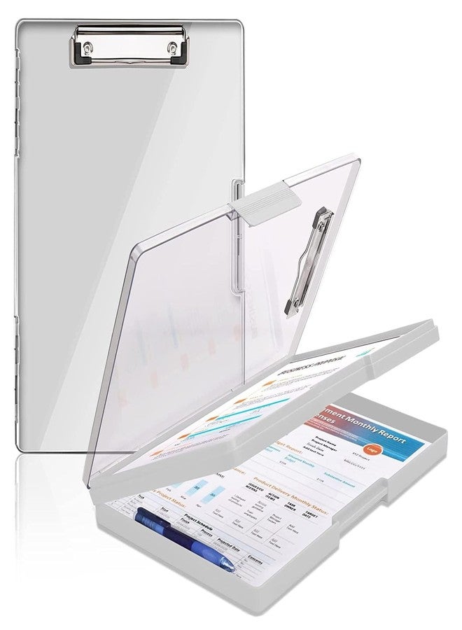 oddpod™ Heavy-Duty A4 Side-Opening Clip Pad with Clear Visible Top Panel/Clipboard with Dual Storage Case for Paper and Document Storage 1246 (Light Grey) - Image 1