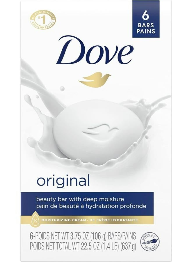 Dove Soap Beauty Bar Gentle Skin Cleanser Moisturizing for Gentle Soft Skin Care Original 6 Bars - Image 1
