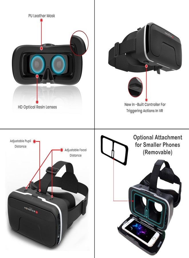 Irusu Monster VR Headset for Mobiles - Virtual Reality Glasses with 40 MM HD Lens,Built in Touch Button and Controller for Learning | Gaming | Watching Movies | Virtual Experiences - Image 3