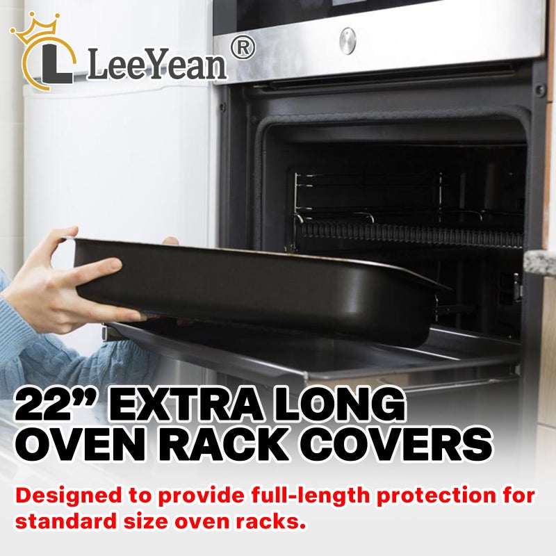 LeeYean Extra Long Oven Rack Shields 22 Inch  2 Pack Heat Resistant Oven Guards For Racks  Food Grade Silicone Oven Rack Edge Protector  Full Length Fit On Standard-Sized Ovens  Prevents Hand And Arm Burns - Image 2