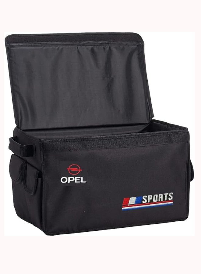 صندوق تخزين منظم لصندوق السيارة الخلفي قابل للطي مع جيوب صغيرة وفتحات، اسود×متعدد الالوان (اوبل) - Image 1