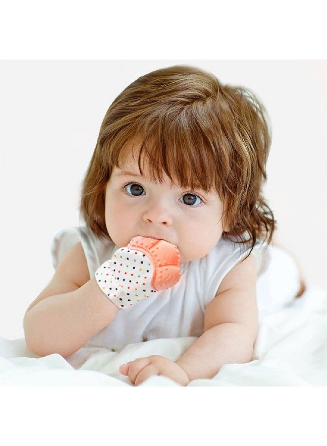 DaKos Teething Mitten Soft Food Grade Silicone Teether Mitten Glove Handy Teething Mit Toy For Self Soothing Bpa Free For 3�12 Months Infants (1 Piece) (Orange) - Image 3