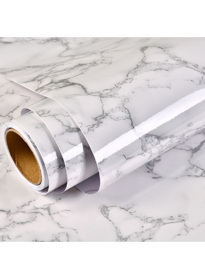 Marble Sticky Back Plastic Contact Paper Self Adhesive Wallpaper Waterproof Roll for Kitchen Countertop Furniture Easy to Remove White/Grey 60x1000cm - Image 1