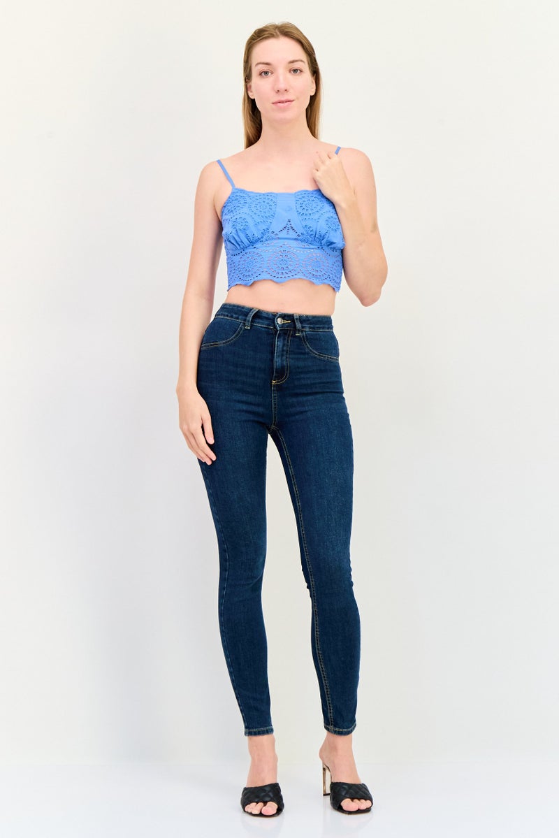 ONLY بلوزة نسائية بدون أكمام ذات رقبة مربعة، زرقاء - Image 2