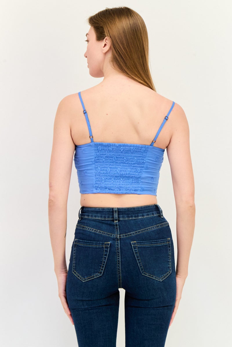 ONLY بلوزة نسائية بدون أكمام ذات رقبة مربعة، زرقاء - Image 4