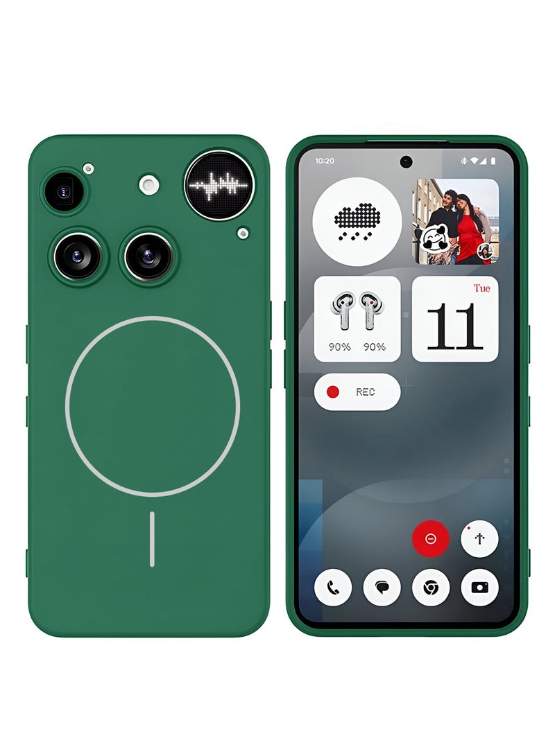 Wtech Nothing Phone (3) 5G 2025 Premium Liquid Silicone Compatible With Thin Magsafe Ring Case Cover (MCMPMN) - Dark Green - Image 1