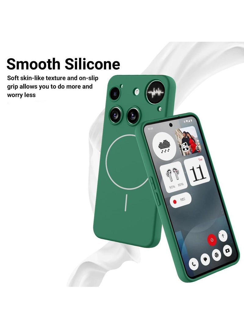 Wtech Nothing Phone (3) 5G 2025 Premium Liquid Silicone Compatible With Thin Magsafe Ring Case Cover (MCMPMN) - Dark Green - Image 3
