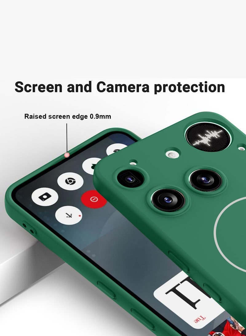 Wtech Nothing Phone (3) 5G 2025 Premium Liquid Silicone Compatible With Thin Magsafe Ring Case Cover (MCMPMN) - Dark Green - Image 4