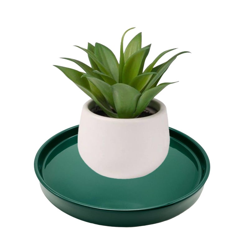 Yukfona 2 Pack Ceramic Plant Saucer Pot Tray 6 Inch, Planter Saucers 4 5 6 7 8 9 10 11 12 13 Inch for Indoors Outdoor, Durable Sturdy Flower Drainage drip Water Tray for Glazed Pots Base (6.4 Inch-Green) - Image 3