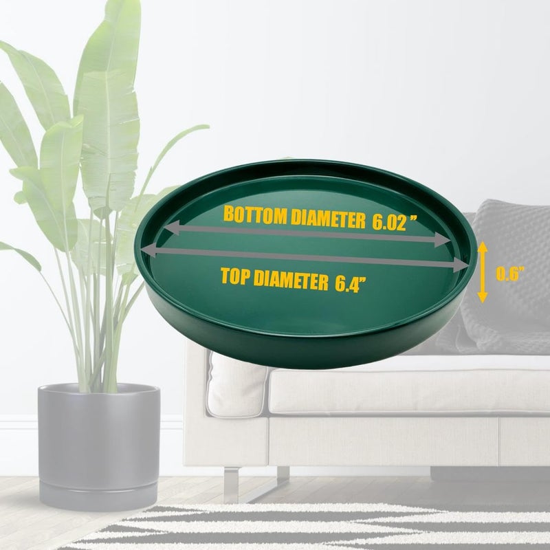 Yukfona 2 Pack Ceramic Plant Saucer Pot Tray 6 Inch, Planter Saucers 4 5 6 7 8 9 10 11 12 13 Inch for Indoors Outdoor, Durable Sturdy Flower Drainage drip Water Tray for Glazed Pots Base (6.4 Inch-Green) - Image 2