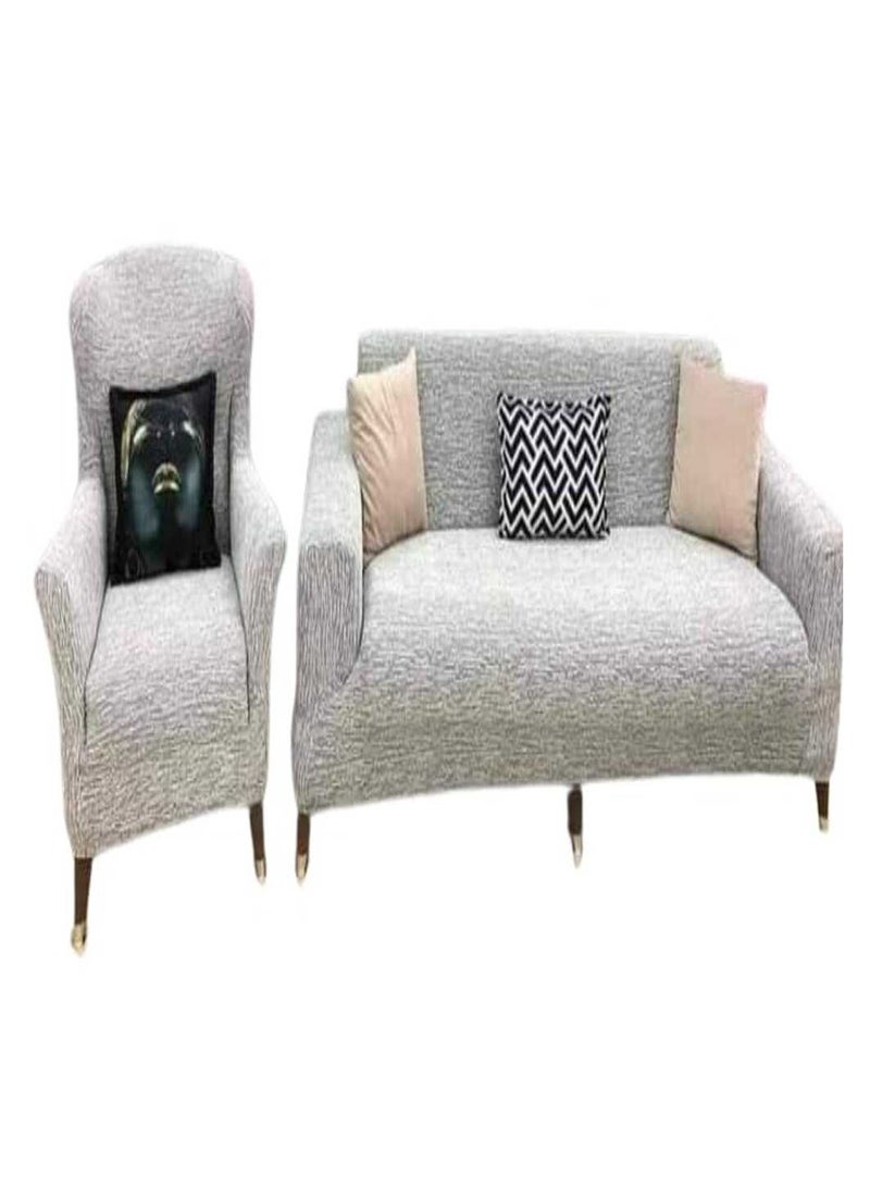 Spanish Lycra Jacquard Sofa Cover Set, 4 Pieces - Gray