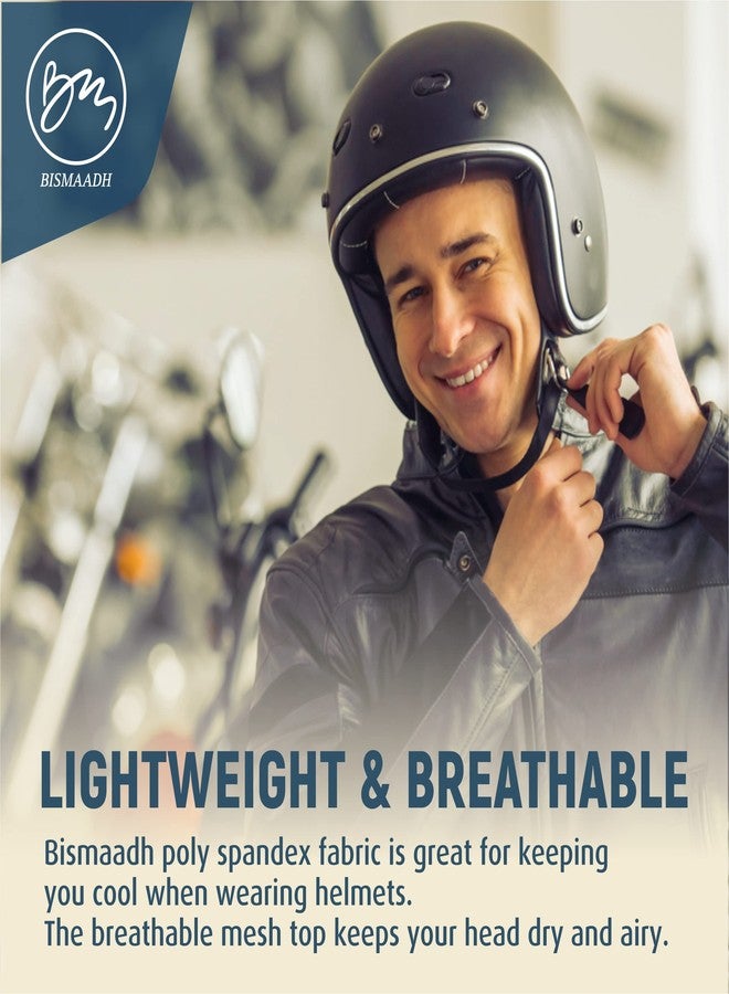 BISMAADH Sweat Wicking Beanie Cap Helmet Liner Skull Cap Breathable Cycling Head Wrap for Women Men Outdoor Activities (Black Red White Peacock L.Grey) - Image 5