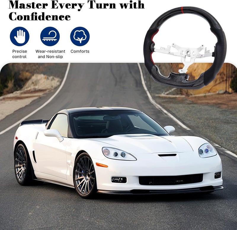 VOONKE Real Carbon Fiber Steering Wheel for Chevrolet Corvette C6 2006-2011 - Image 4