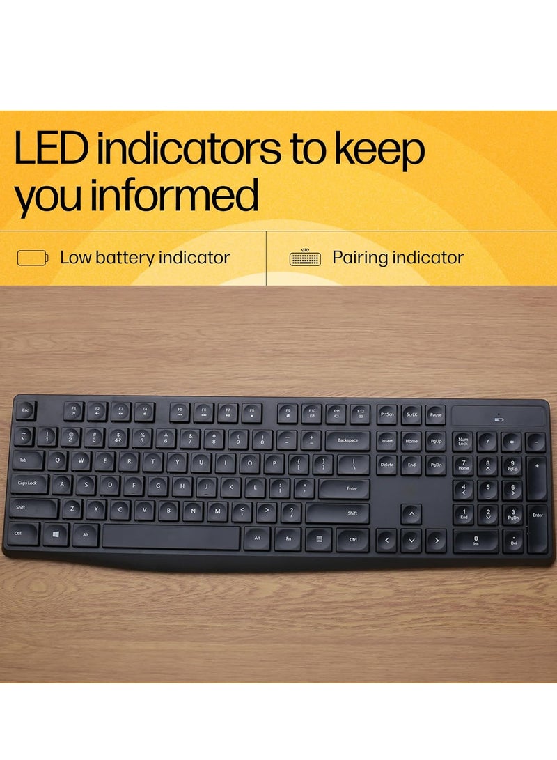 REBENUO CS10 Wireless Keyboard & Mouse Combo, Ergonomic Design and Silent Typing Keys, Black - Image 3