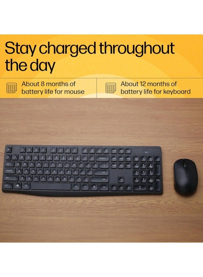 REBENUO CS10 Wireless Keyboard & Mouse Combo, Ergonomic Design and Silent Typing Keys, Black - Image 4