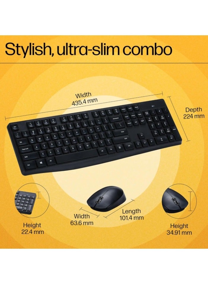REBENUO CS10 Wireless Keyboard & Mouse Combo, Ergonomic Design and Silent Typing Keys, Black - Image 5