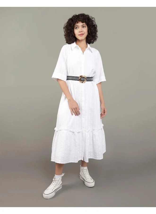 American Eagle AE Ruffle Shirt Midi Dress