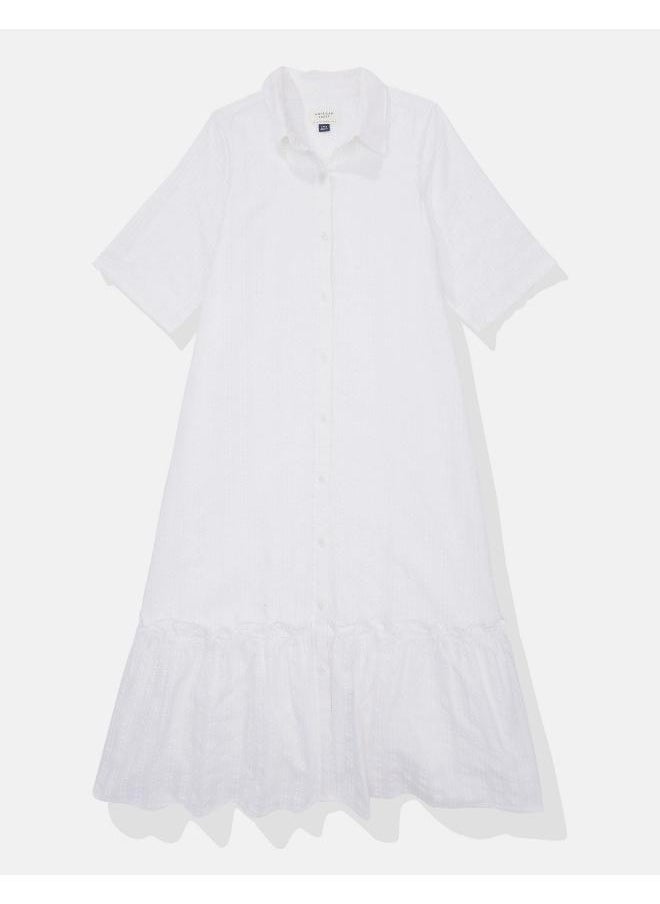 American Eagle - AE Ruffle Shirt Midi Dress - Image 1