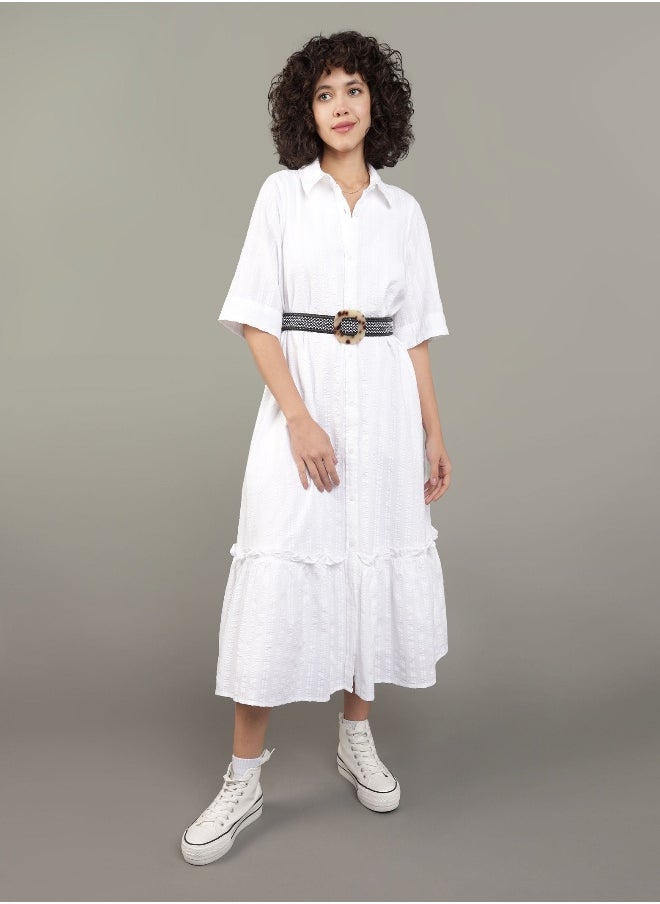 American Eagle - AE Ruffle Shirt Midi Dress - Image 1