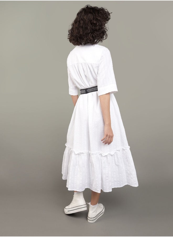 American Eagle - AE Ruffle Shirt Midi Dress - Image 1