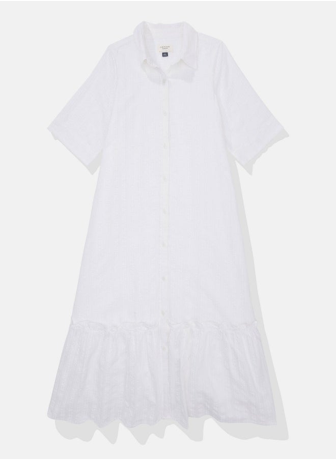 American Eagle - AE Ruffle Shirt Midi Dress - Image 1