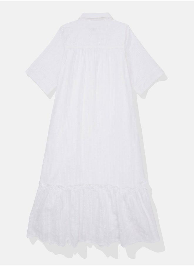 American Eagle - AE Ruffle Shirt Midi Dress - Image 1