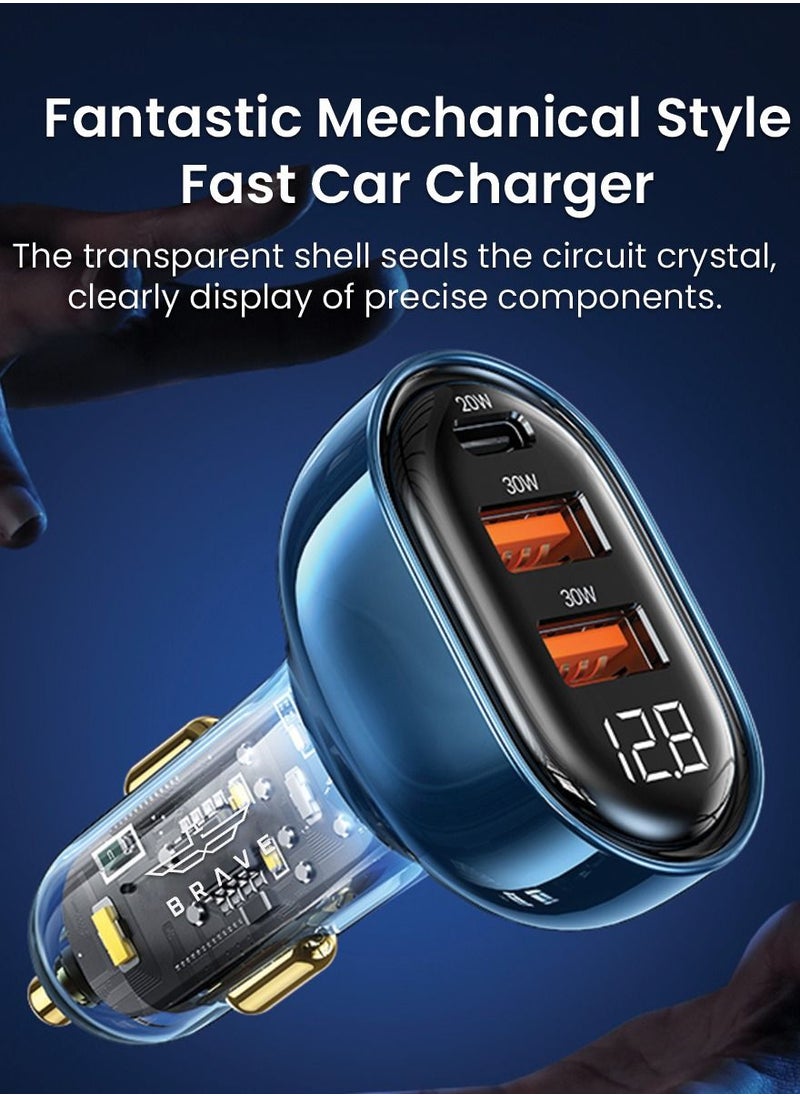 Brave 80W Car Charger Fast Charging iPhone 15 Pro Car Power Adapter 3 Port [PD 20W & Dual QC 30W] Fast Car Charger Type C for, iPhone 15/15 Pro/15 Pro Max, Samsung S23/MacBook/iPad, Steam Deck, etc  - Image 3