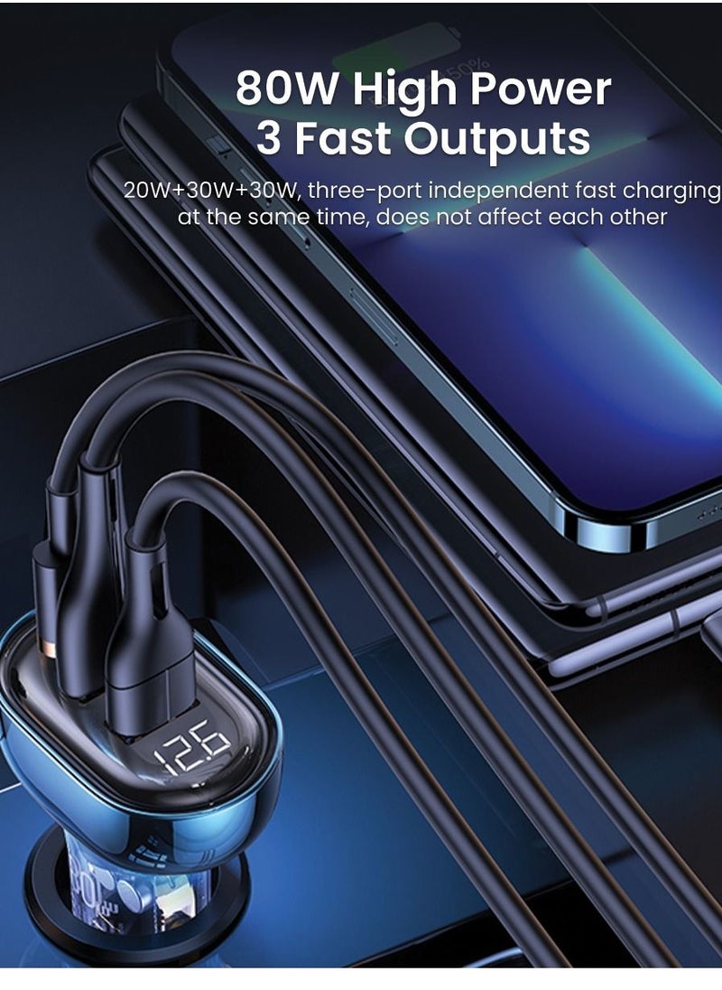 Brave 80W Car Charger Fast Charging iPhone 15 Pro Car Power Adapter 3 Port [PD 20W & Dual QC 30W] Fast Car Charger Type C for, iPhone 15/15 Pro/15 Pro Max, Samsung S23/MacBook/iPad, Steam Deck, etc  - Image 5