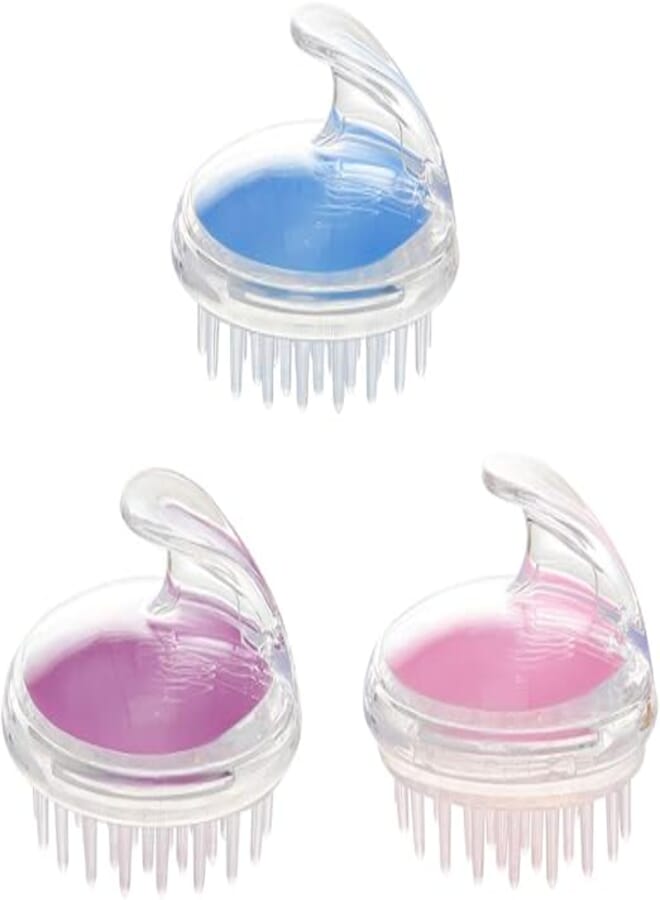 3Pcs Hair Scalp Massager Shampoo Brush Manual Head Scrubber Wet and Dry Hair Scalp Brush with Soft Silicone Bristles Care for Massage/Remove Dandruff/Promote Hair Growth and More