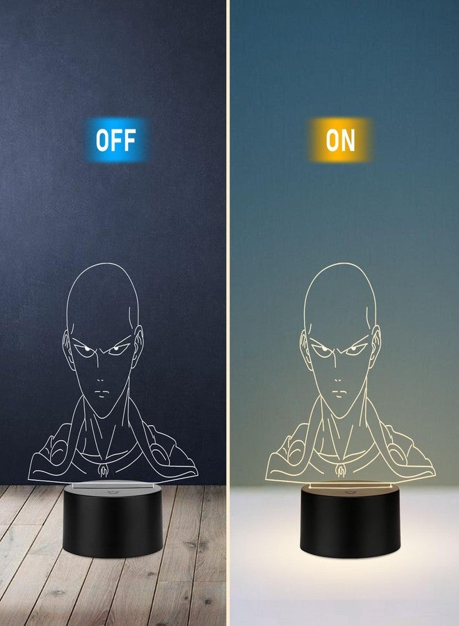 StarLaser One Punch Man Saitama564 3D Illusion Anime Night Lamp | Warm White LED Light with Black Base | Kids Bedroom Decor & Anime Gift - Image 5