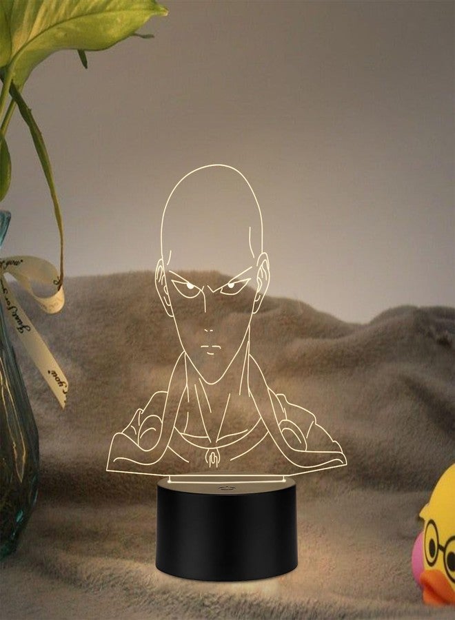 StarLaser One Punch Man Saitama564 3D Illusion Anime Night Lamp | Warm White LED Light with Black Base | Kids Bedroom Decor & Anime Gift - Image 1