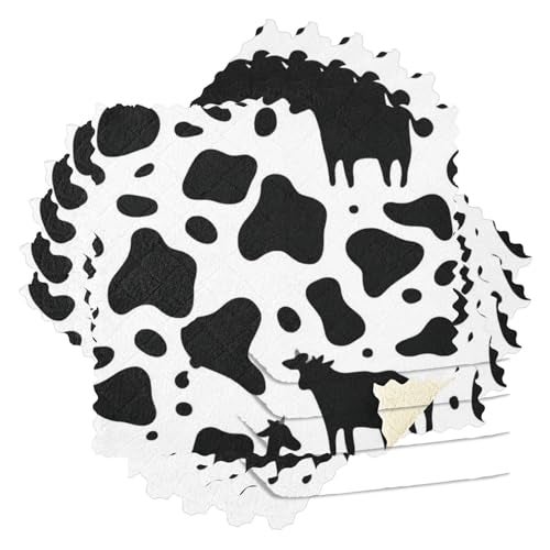 Kcldeci 6 Pack Kitchen Dish Towels,Cow Print Dish Cloths, Black White Cow Pattern Animal Skin Print Drying Dishes Dish Towels Dishes Dish Rags Kitchen Washcloth Cleaning Cloths 11"x11" - Image 1