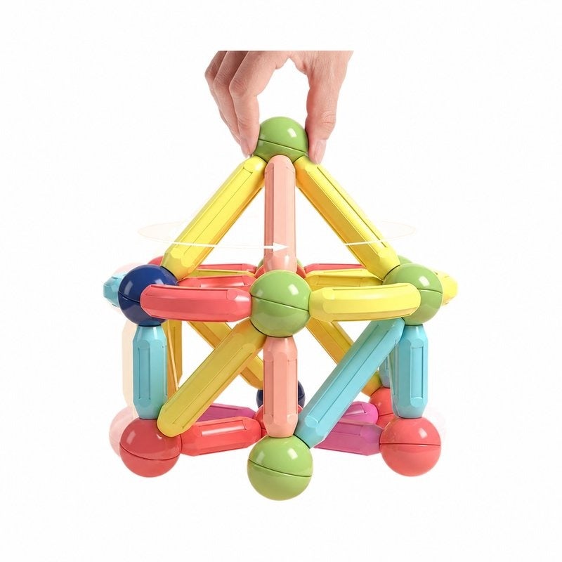 Magnetic Ball and Stick Building Set for Kids - Colorful 3D Construction Toy - Image 1