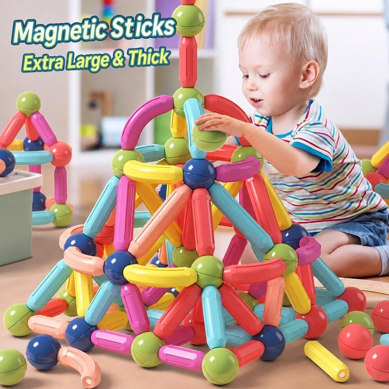Magnetic Ball and Stick Building Set for Kids - Colorful 3D Construction Toy - Image 2