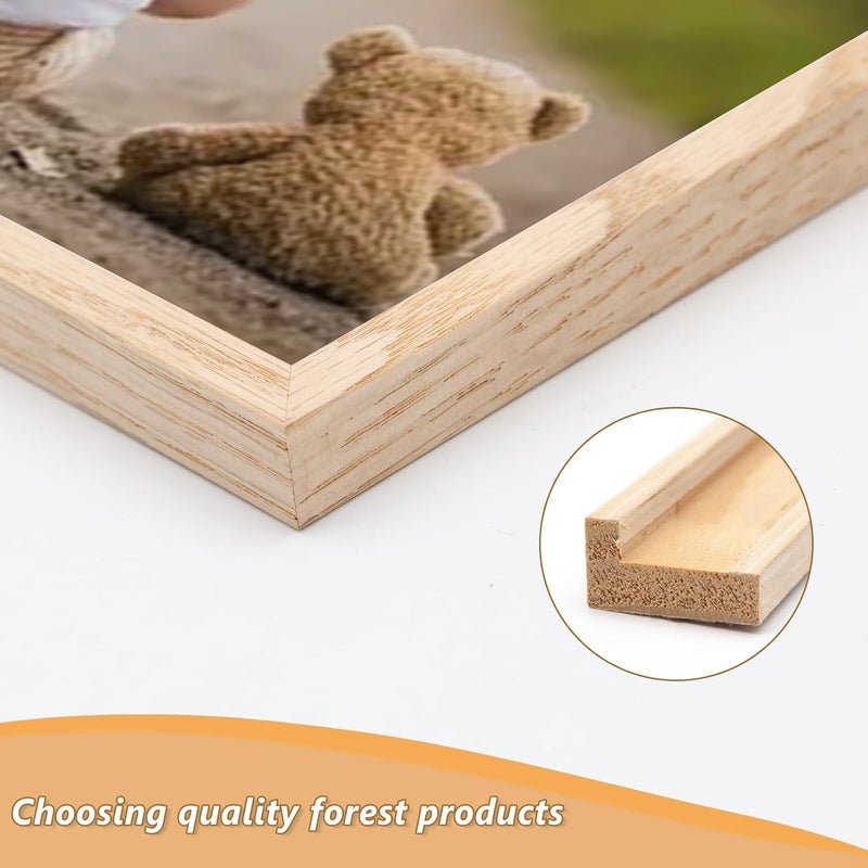 ATOBART إطار صور ATOBART 5x7، إطار صور من خشب البلوط مع زجاج بليكسيجلاس للعرض العمودي أو الأفقي على الطاولة أو الحائط للصور واللوحات والملصقات والأعمال الفنية، هدية عيد ميلاد وعيد الميلاد، مجموعة من 2 - Image 5