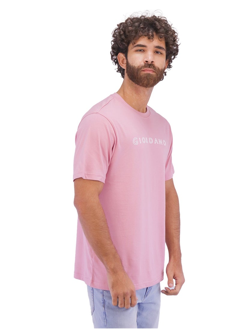 GIORDANO تي شيرت توقيع للرجال - وردي  - Image 1