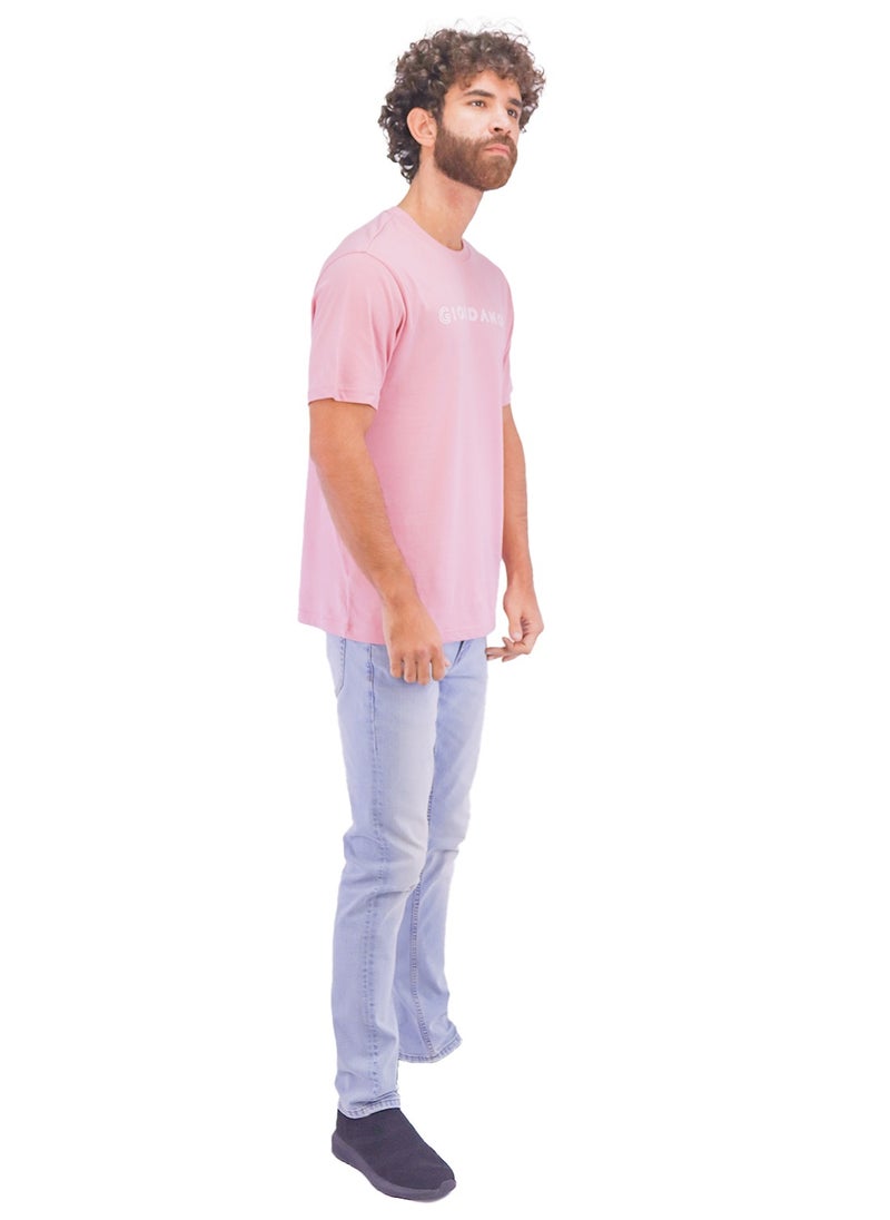 GIORDANO تي شيرت توقيع للرجال - وردي  - Image 2